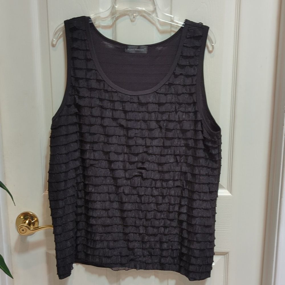 Travel Element Women's Black Ruffle Tank Top Size XL